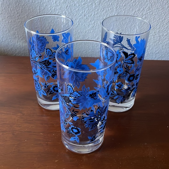 💙🖤MCM Mid Century Royal Norfolk Blue & Black Highball Cocktail Glassware💙🖤 - Picture 5 of 6